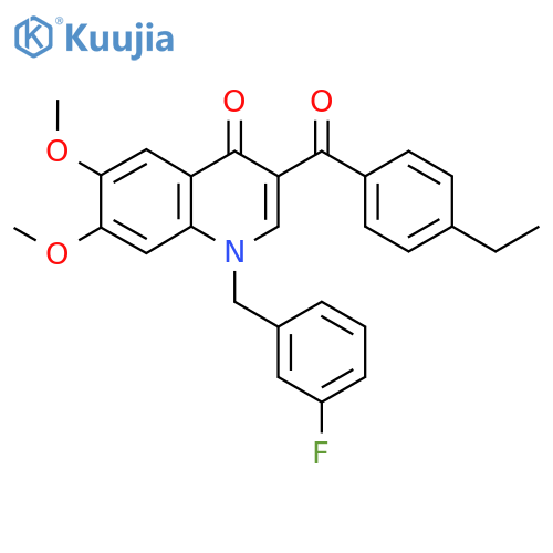 3-(4-ethylbenzoyl)-1-(3-fluorophenyl)methyl-6,7-dimethoxy-1,4-dihydroquinolin-4-one structure