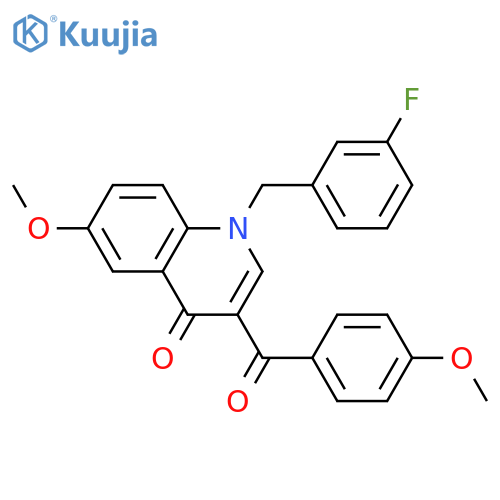 1-(3-fluorophenyl)methyl-6-methoxy-3-(4-methoxybenzoyl)-1,4-dihydroquinolin-4-one structure