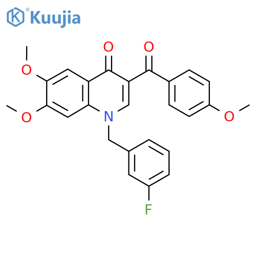 1-(3-fluorophenyl)methyl-6,7-dimethoxy-3-(4-methoxybenzoyl)-1,4-dihydroquinolin-4-one structure