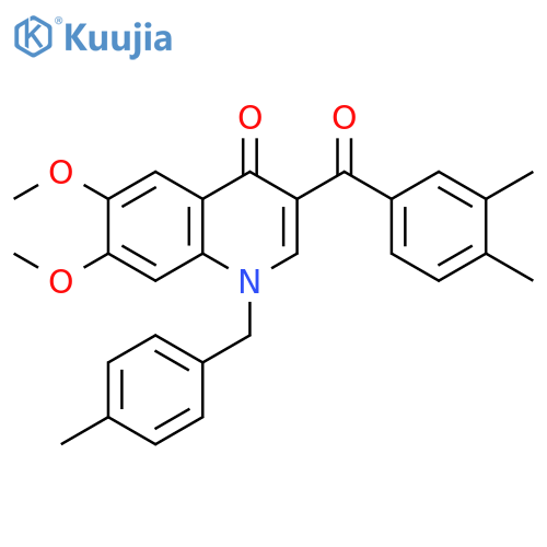 3-(3,4-dimethylbenzoyl)-6,7-dimethoxy-1-(4-methylphenyl)methyl-1,4-dihydroquinolin-4-one structure