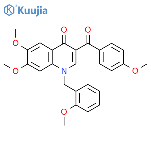6,7-dimethoxy-3-(4-methoxybenzoyl)-1-(2-methoxyphenyl)methyl-1,4-dihydroquinolin-4-one structure