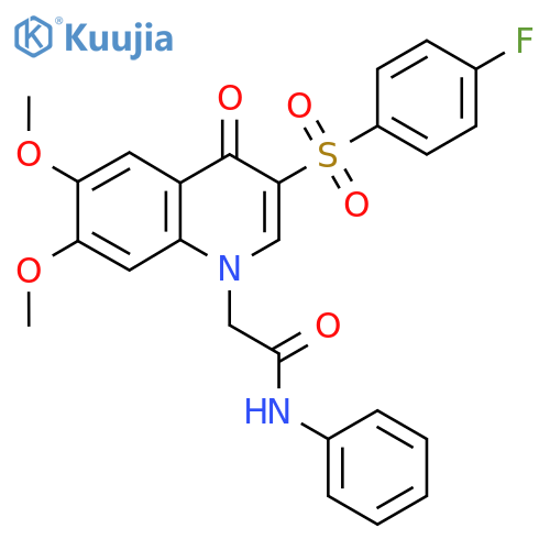2-3-(4-fluorobenzenesulfonyl)-6,7-dimethoxy-4-oxo-1,4-dihydroquinolin-1-yl-N-phenylacetamide structure