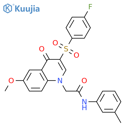 2-3-(4-fluorobenzenesulfonyl)-6-methoxy-4-oxo-1,4-dihydroquinolin-1-yl-N-(3-methylphenyl)acetamide structure