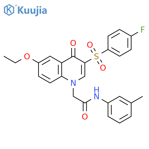 2-6-ethoxy-3-(4-fluorobenzenesulfonyl)-4-oxo-1,4-dihydroquinolin-1-yl-N-(3-methylphenyl)acetamide structure