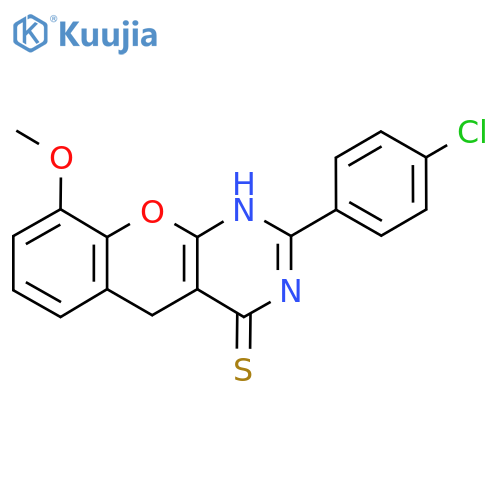 2-(4-chlorophenyl)-9-methoxy-3H,4H,5H-chromeno2,3-dpyrimidine-4-thione structure