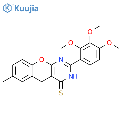 7-methyl-2-(2,3,4-trimethoxyphenyl)-3H,4H,5H-chromeno2,3-dpyrimidine-4-thione structure
