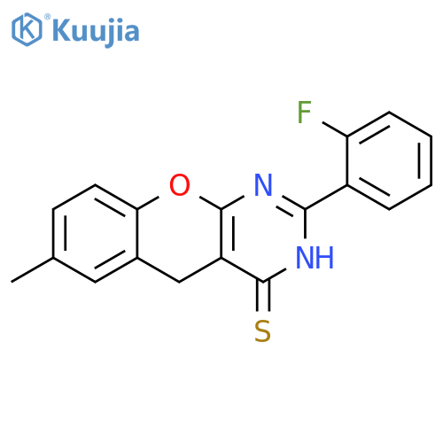 2-(2-fluorophenyl)-7-methyl-3H,4H,5H-chromeno2,3-dpyrimidine-4-thione structure