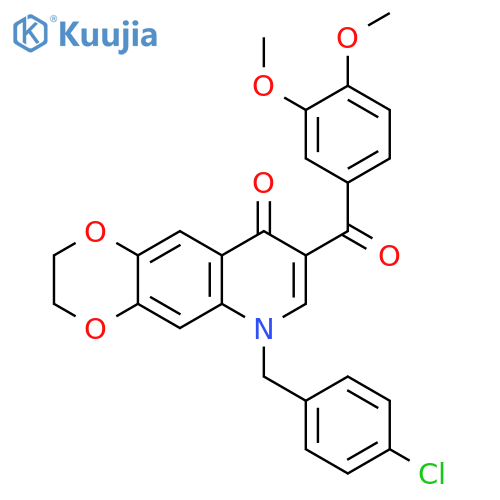 6-(4-chlorophenyl)methyl-8-(3,4-dimethoxybenzoyl)-2H,3H,6H,9H-1,4dioxino2,3-gquinolin-9-one structure