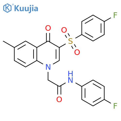 2-3-(4-fluorobenzenesulfonyl)-6-methyl-4-oxo-1,4-dihydroquinolin-1-yl-N-(4-fluorophenyl)acetamide structure