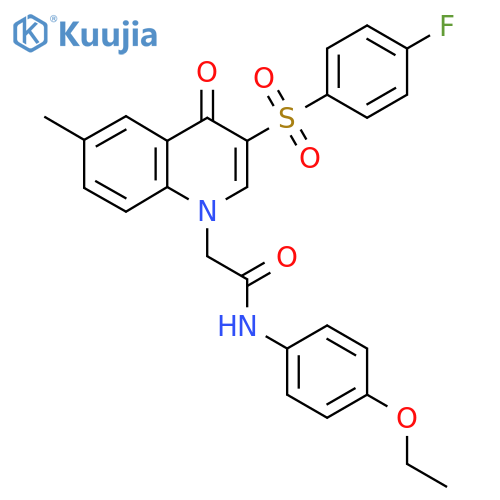 N-(4-ethoxyphenyl)-2-3-(4-fluorobenzenesulfonyl)-6-methyl-4-oxo-1,4-dihydroquinolin-1-ylacetamide structure