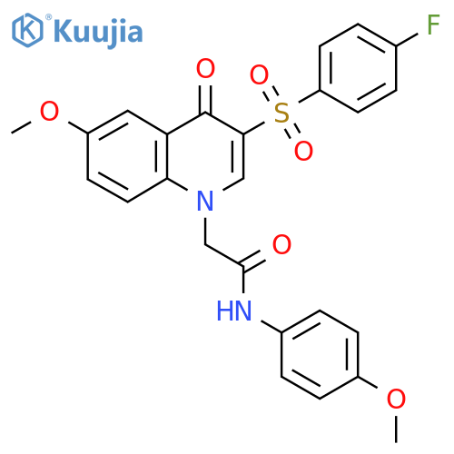 2-3-(4-fluorobenzenesulfonyl)-6-methoxy-4-oxo-1,4-dihydroquinolin-1-yl-N-(4-methoxyphenyl)acetamide structure