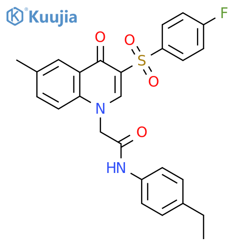 N-(4-ethylphenyl)-2-3-(4-fluorobenzenesulfonyl)-6-methyl-4-oxo-1,4-dihydroquinolin-1-ylacetamide structure