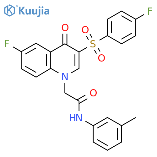 2-6-fluoro-3-(4-fluorobenzenesulfonyl)-4-oxo-1,4-dihydroquinolin-1-yl-N-(3-methylphenyl)acetamide structure