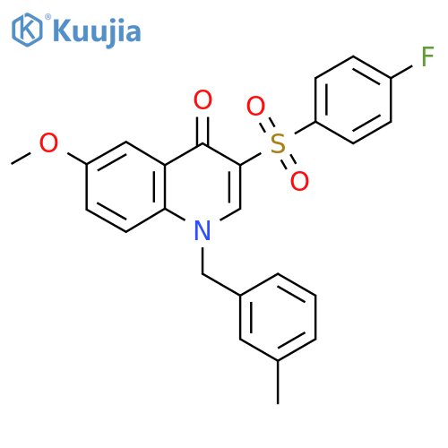 3-(4-fluorobenzenesulfonyl)-6-methoxy-1-(3-methylphenyl)methyl-1,4-dihydroquinolin-4-one structure