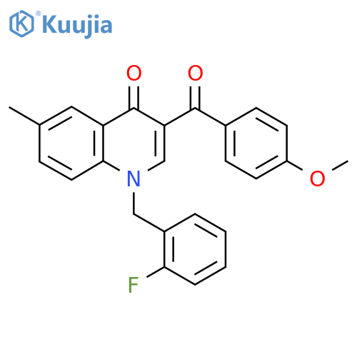 1-(2-fluorophenyl)methyl-3-(4-methoxybenzoyl)-6-methyl-1,4-dihydroquinolin-4-one structure