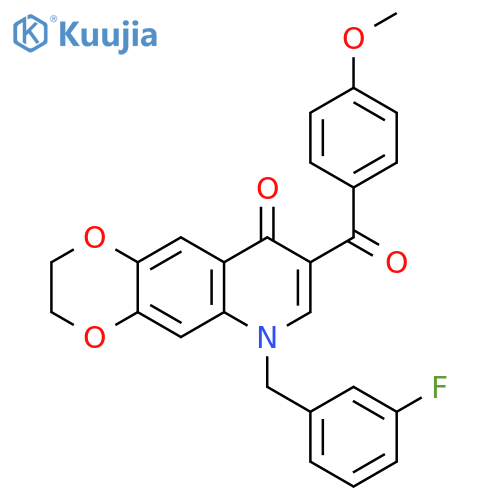 6-(3-fluorophenyl)methyl-8-(4-methoxybenzoyl)-2H,3H,6H,9H-1,4dioxino2,3-gquinolin-9-one structure