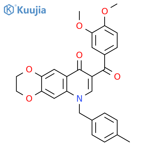 8-(3,4-dimethoxybenzoyl)-6-(4-methylphenyl)methyl-2H,3H,6H,9H-1,4dioxino2,3-gquinolin-9-one structure