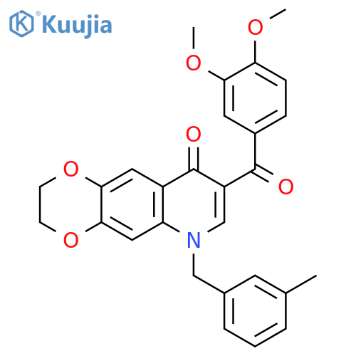 8-(3,4-dimethoxybenzoyl)-6-(3-methylphenyl)methyl-2H,3H,6H,9H-1,4dioxino2,3-gquinolin-9-one structure
