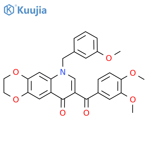 8-(3,4-dimethoxybenzoyl)-6-(3-methoxyphenyl)methyl-2H,3H,6H,9H-1,4dioxino2,3-gquinolin-9-one structure