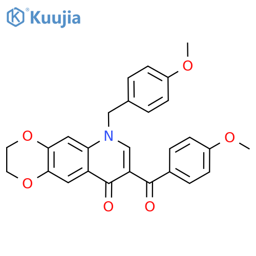 8-(4-methoxybenzoyl)-6-(4-methoxyphenyl)methyl-2H,3H,6H,9H-1,4dioxino2,3-gquinolin-9-one structure