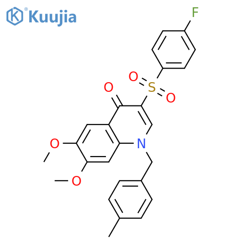 3-(4-fluorobenzenesulfonyl)-6,7-dimethoxy-1-(4-methylphenyl)methyl-1,4-dihydroquinolin-4-one structure