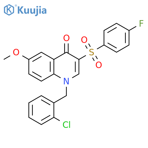 1-(2-chlorophenyl)methyl-3-(4-fluorobenzenesulfonyl)-6-methoxy-1,4-dihydroquinolin-4-one structure