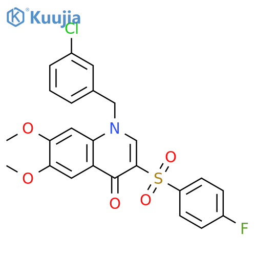 1-(3-chlorophenyl)methyl-3-(4-fluorobenzenesulfonyl)-6,7-dimethoxy-1,4-dihydroquinolin-4-one structure