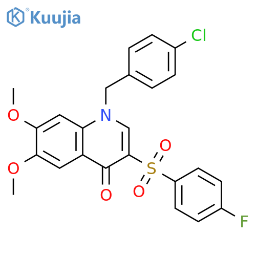 1-(4-chlorophenyl)methyl-3-(4-fluorobenzenesulfonyl)-6,7-dimethoxy-1,4-dihydroquinolin-4-one structure