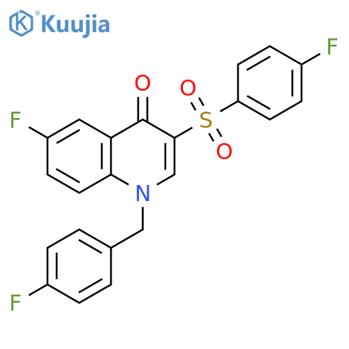 6-fluoro-3-(4-fluorobenzenesulfonyl)-1-(4-fluorophenyl)methyl-1,4-dihydroquinolin-4-one structure