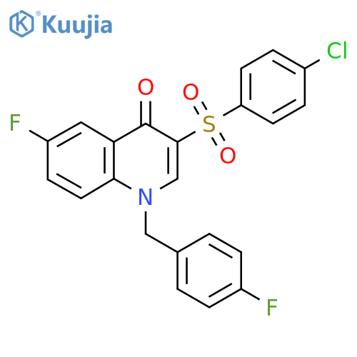 3-(4-chlorobenzenesulfonyl)-6-fluoro-1-(4-fluorophenyl)methyl-1,4-dihydroquinolin-4-one structure