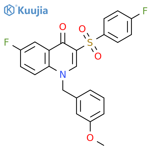 6-fluoro-3-(4-fluorobenzenesulfonyl)-1-(3-methoxyphenyl)methyl-1,4-dihydroquinolin-4-one structure
