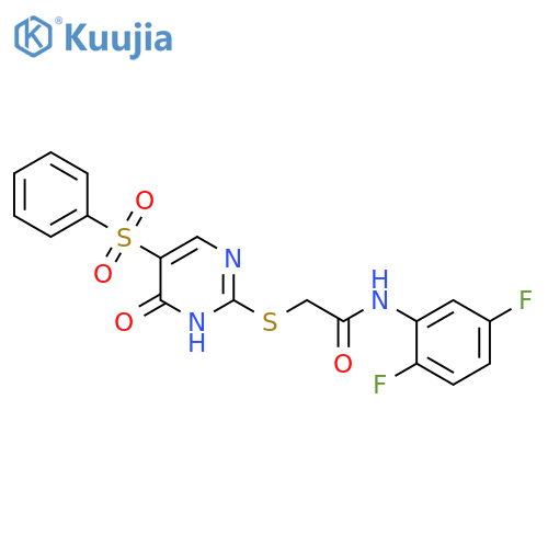 2-{5-(benzenesulfonyl)-6-oxo-1,6-dihydropyrimidin-2-ylsulfanyl}-N-(2,5-difluorophenyl)acetamide structure