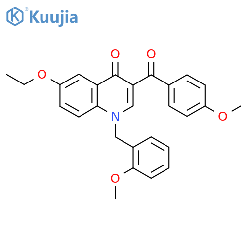 6-ethoxy-3-(4-methoxybenzoyl)-1-(2-methoxyphenyl)methyl-1,4-dihydroquinolin-4-one structure