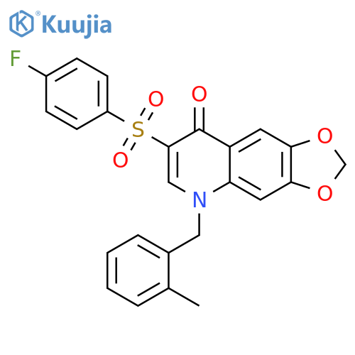 7-(4-fluorobenzenesulfonyl)-5-(2-methylphenyl)methyl-2H,5H,8H-1,3dioxolo4,5-gquinolin-8-one structure