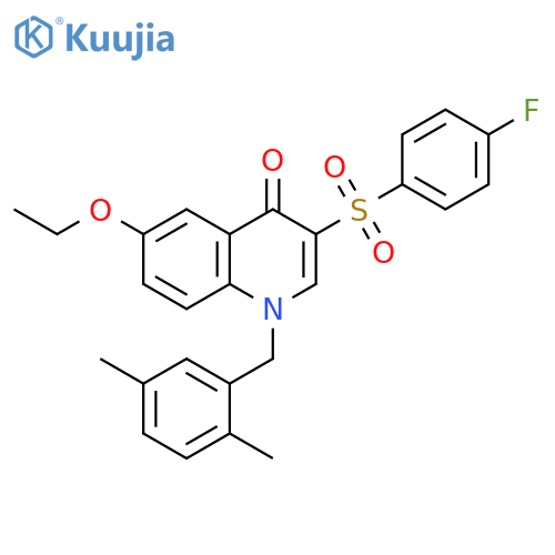 1-(2,5-dimethylphenyl)methyl-6-ethoxy-3-(4-fluorobenzenesulfonyl)-1,4-dihydroquinolin-4-one structure