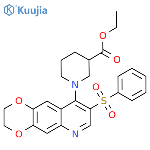 ethyl 1-8-(benzenesulfonyl)-2H,3H-1,4dioxino2,3-gquinolin-9-ylpiperidine-3-carboxylate structure