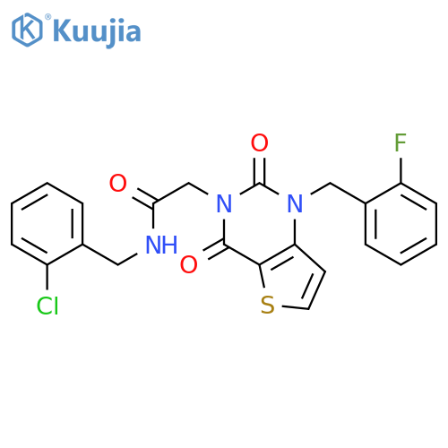 N-(2-chlorophenyl)methyl-2-{1-(2-fluorophenyl)methyl-2,4-dioxo-1H,2H,3H,4H-thieno3,2-dpyrimidin-3-yl}acetamide structure