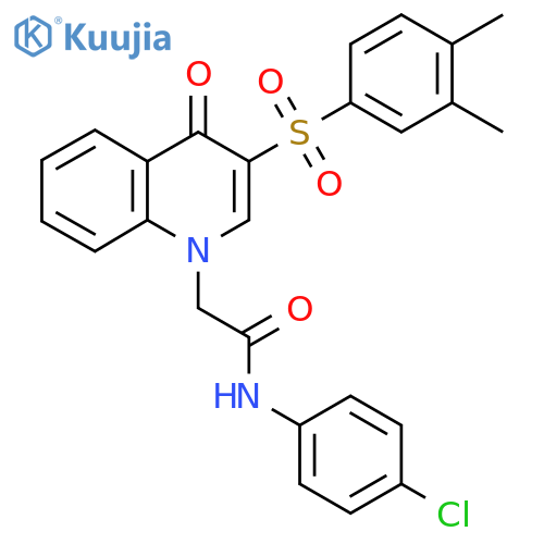 N-(4-chlorophenyl)-2-3-(3,4-dimethylbenzenesulfonyl)-4-oxo-1,4-dihydroquinolin-1-ylacetamide structure