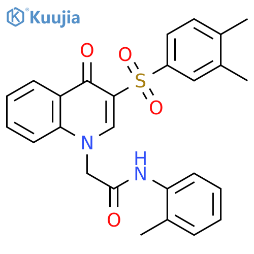 2-3-(3,4-dimethylbenzenesulfonyl)-4-oxo-1,4-dihydroquinolin-1-yl-N-(2-methylphenyl)acetamide structure