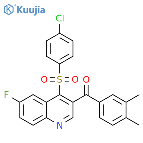 4-(4-chlorobenzenesulfonyl)-3-(3,4-dimethylbenzoyl)-6-fluoroquinoline structure