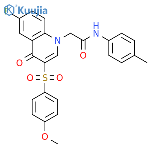 2-6-fluoro-3-(4-methoxybenzenesulfonyl)-4-oxo-1,4-dihydroquinolin-1-yl-N-(4-methylphenyl)acetamide structure