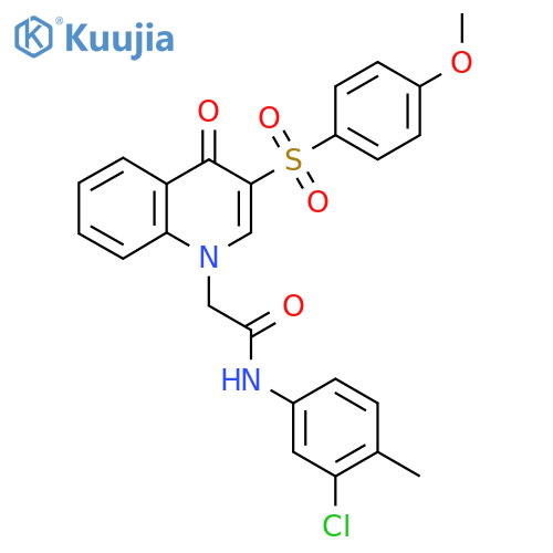 N-(3-chloro-4-methylphenyl)-2-3-(4-methoxybenzenesulfonyl)-4-oxo-1,4-dihydroquinolin-1-ylacetamide structure
