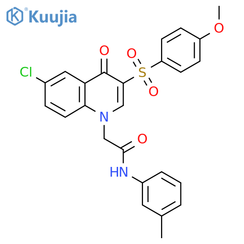 2-6-chloro-3-(4-methoxybenzenesulfonyl)-4-oxo-1,4-dihydroquinolin-1-yl-N-(3-methylphenyl)acetamide structure