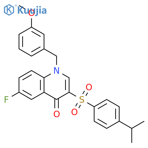 6-fluoro-1-(3-methoxyphenyl)methyl-3-4-(propan-2-yl)benzenesulfonyl-1,4-dihydroquinolin-4-one structure