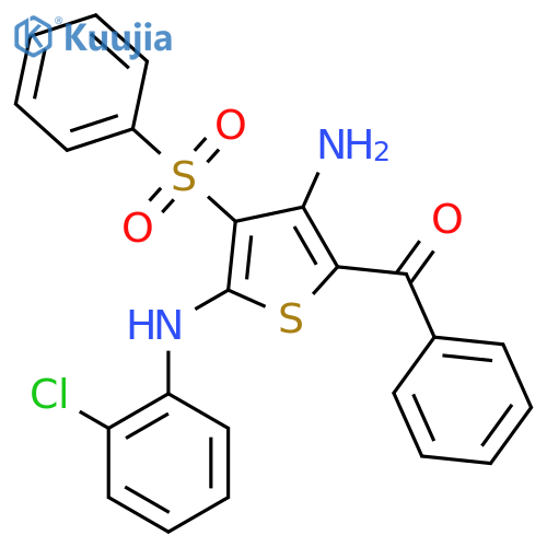 5-benzoyl-3-(benzenesulfonyl)-N2-(2-chlorophenyl)thiophene-2,4-diamine structure