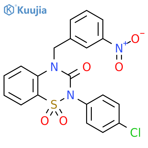 2-(4-chlorophenyl)-4-(3-nitrophenyl)methyl-3,4-dihydro-2H-1lambda6,2,4-benzothiadiazine-1,1,3-trione structure