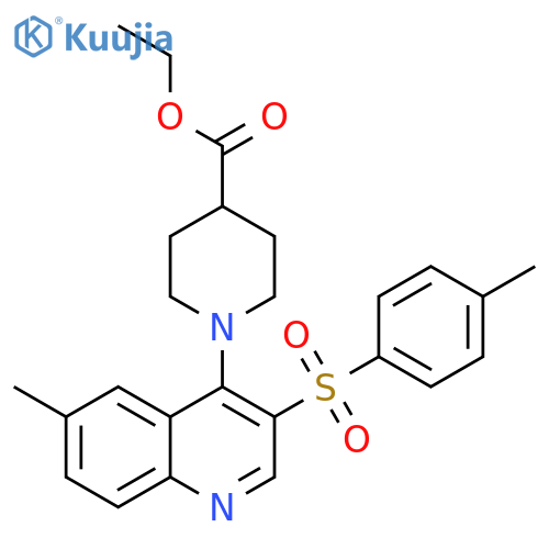 ethyl 1-6-methyl-3-(4-methylbenzenesulfonyl)quinolin-4-ylpiperidine-4-carboxylate structure