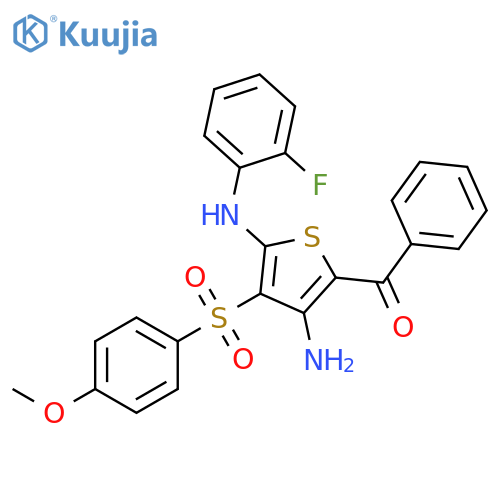 5-benzoyl-N2-(2-fluorophenyl)-3-(4-methoxybenzenesulfonyl)thiophene-2,4-diamine structure