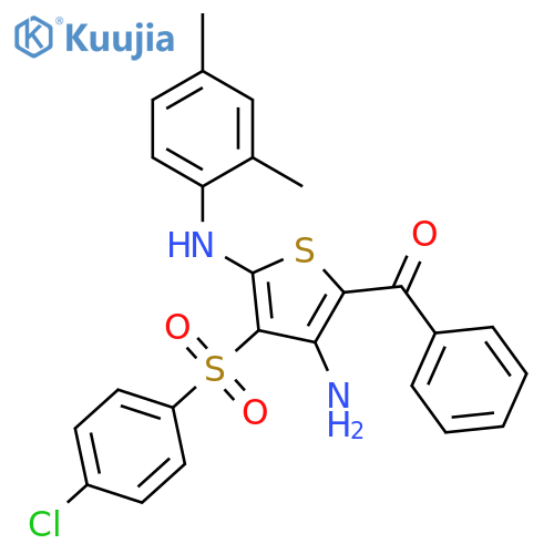5-benzoyl-3-(4-chlorobenzenesulfonyl)-N2-(2,4-dimethylphenyl)thiophene-2,4-diamine structure