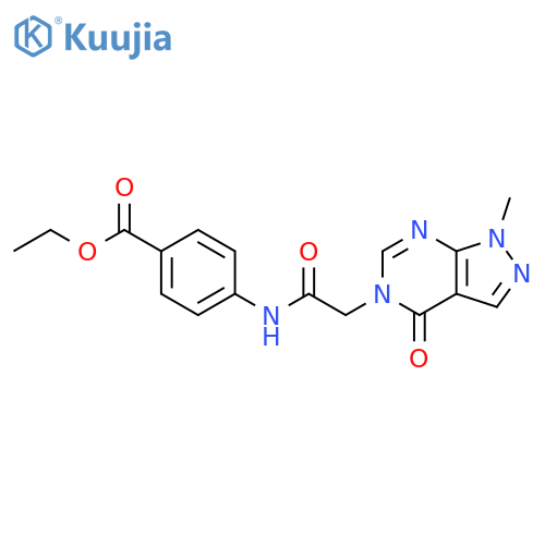 ethyl 4-(2-{1-methyl-4-oxo-1H,4H,5H-pyrazolo3,4-dpyrimidin-5-yl}acetamido)benzoate structure